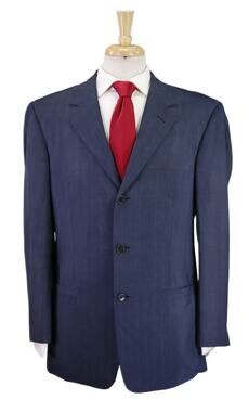 Gianni Versace Mens Vintage 90's Navy Blue Striped 100% Silk Suit 40R